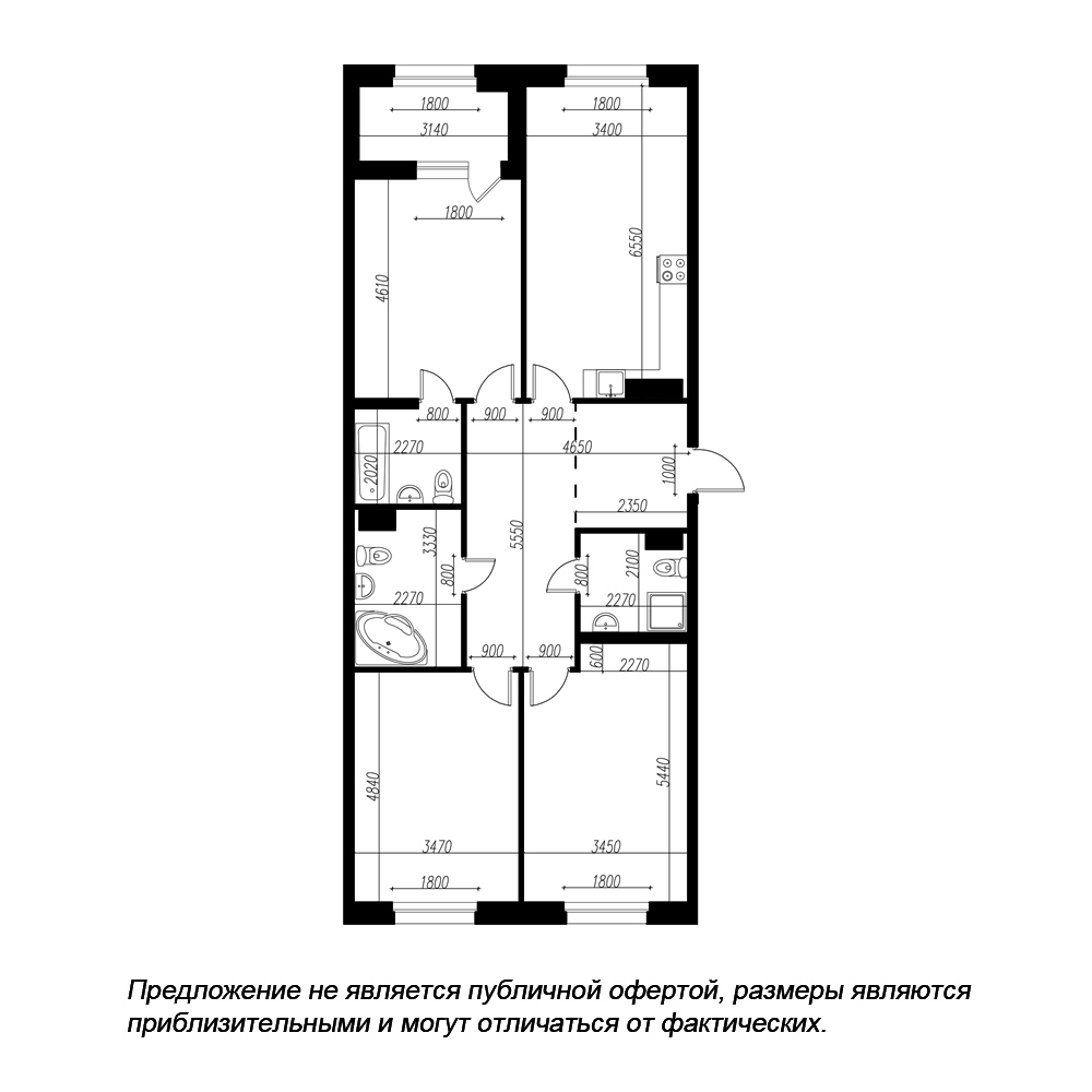 5-комнатная квартира  №161 в Петровская доминанта: 138.5 м², этаж 2 - купить в Санкт-Петербурге