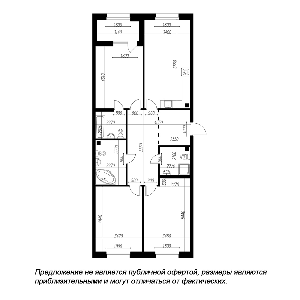 2-комнатная квартира  №155 в Петровская доминанта: 85.2 м², этаж 8 - купить в Санкт-Петербурге
