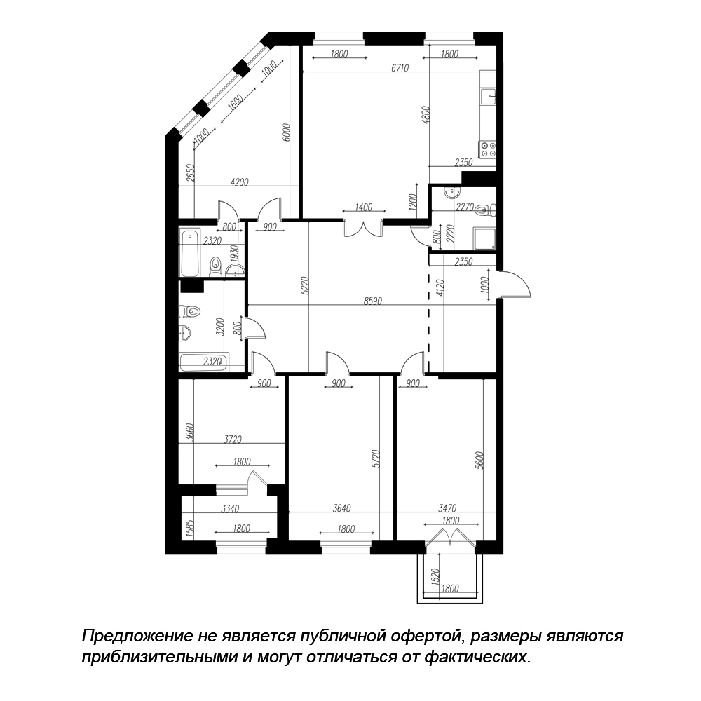 4-комнатная квартира  №246 в Петровская доминанта: 172.4 м², этаж 4 - купить в Санкт-Петербурге