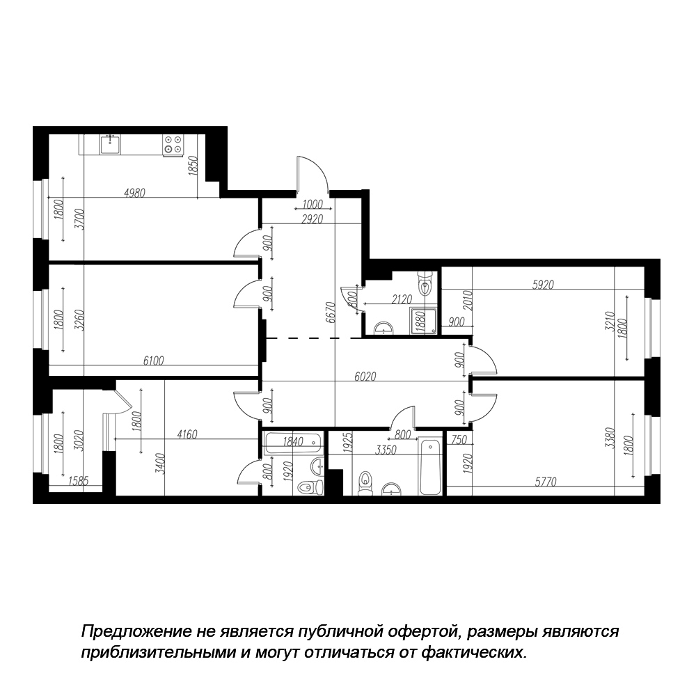 4-комнатная квартира  №193 в Петровская доминанта: 133.3 м², этаж 7 - купить в Санкт-Петербурге