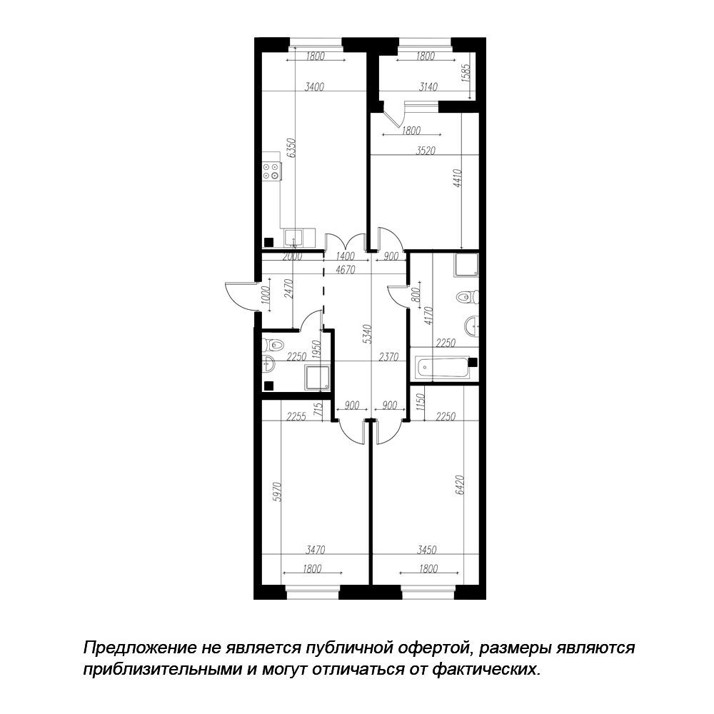 3-комнатная квартира  №105 в Петровская доминанта: 110.6 м², этаж 7 - купить в Санкт-Петербурге