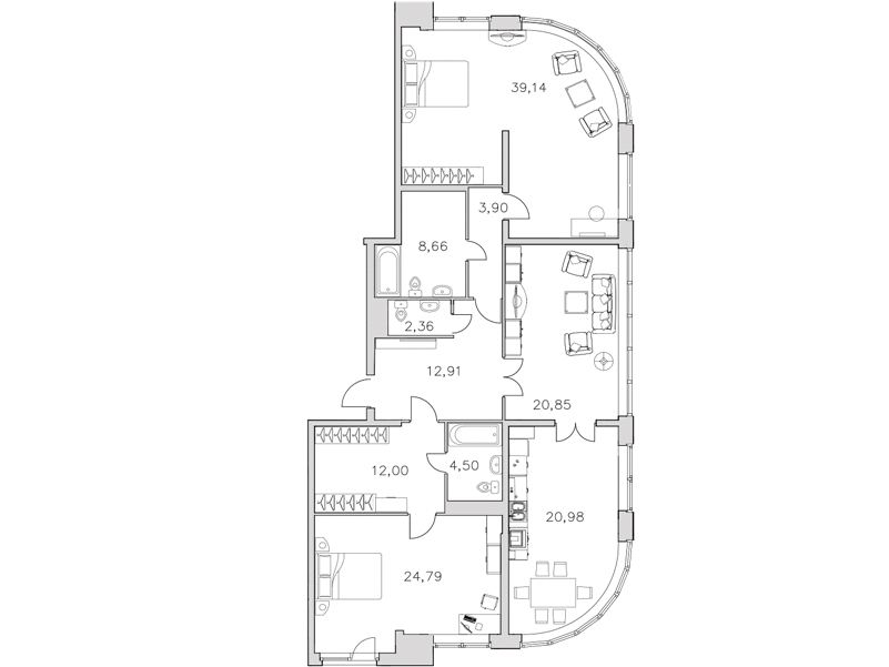 2-комнатная квартира, 150.1 м²; этаж: 4 - купить в Санкт-Петербурге