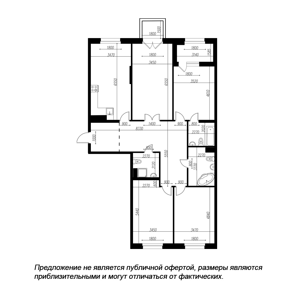 4-комнатная квартира  №100 в Петровская доминанта: 143.2 м², этаж 6 - купить в Санкт-Петербурге