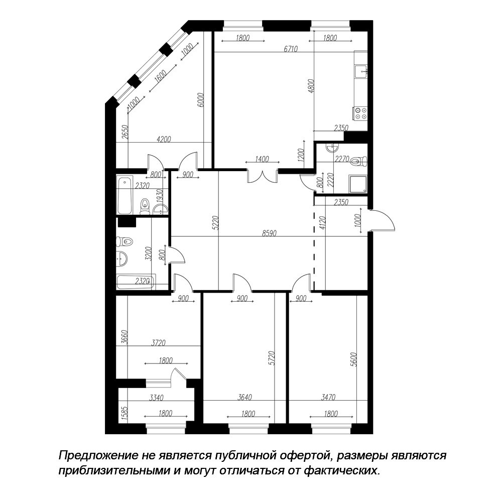 4-комнатная квартира  №243 в Петровская доминанта: 172 м², этаж 3 - купить в Санкт-Петербурге