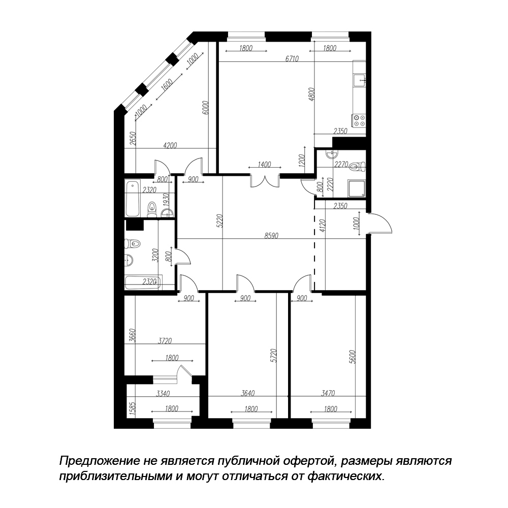 4-комнатная квартира  №261 в Петровская доминанта: 171.7 м², этаж 9 - купить в Санкт-Петербурге