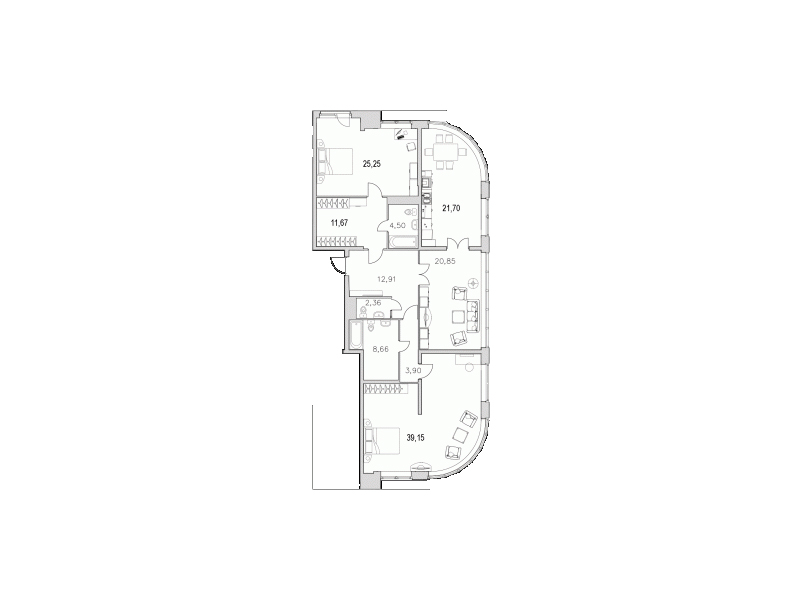 2-комнатная квартира  №З4/2-5 в Граф Орлов: 150.2 м², этаж 4 - купить в Санкт-Петербурге