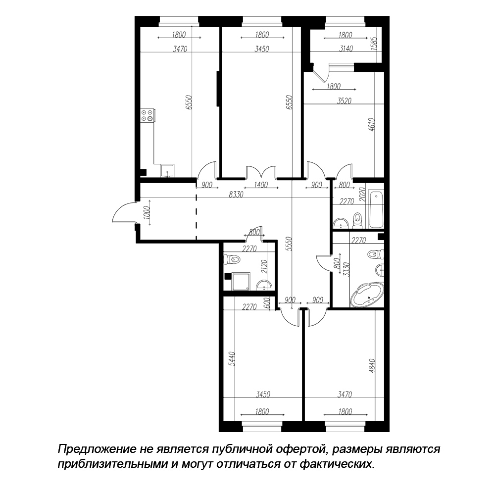 4-комнатная квартира  №89 в Петровская доминанта: 143.5 м², этаж 2 - купить в Санкт-Петербурге
