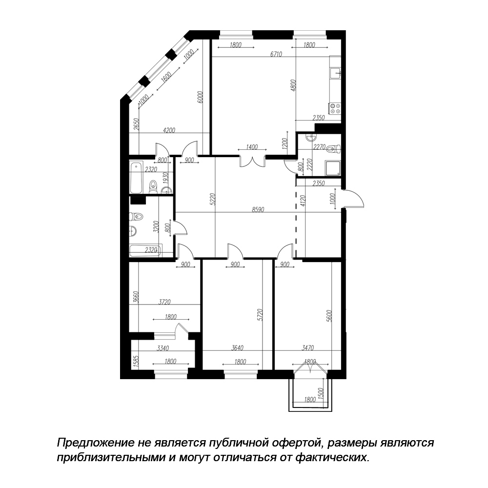 4-комнатная квартира  №252 в Петровская доминанта: 172.7 м², этаж 6 - купить в Санкт-Петербурге