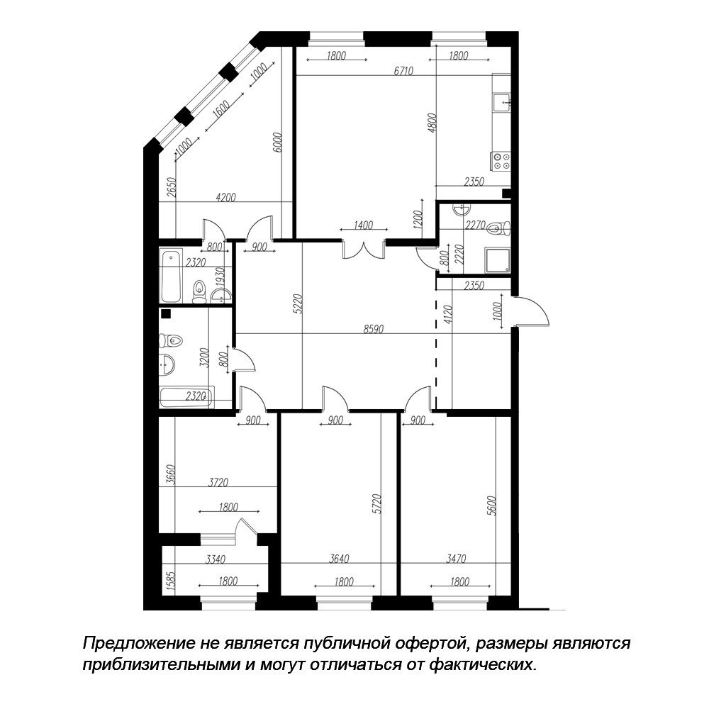 4-комнатная квартира  №240 в Петровская доминанта: 172.6 м², этаж 2 - купить в Санкт-Петербурге