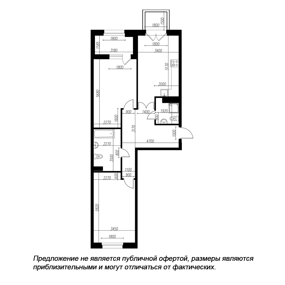 2-комнатная квартира  №148 в Петровская доминанта: 85.5 м², этаж 6 - купить в Санкт-Петербурге
