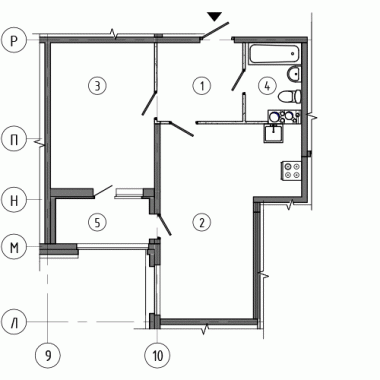 1-комнатная квартира  №63 в Domino: 50.7 м², этаж 1 - купить в Санкт-Петербурге