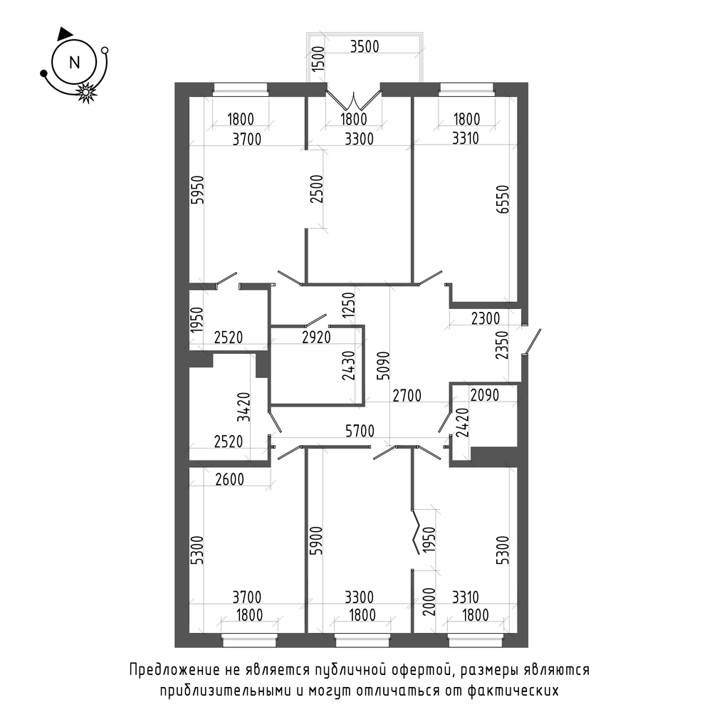 4-комнатная квартира  №32 в Петровская доминанта: 173.3 м², этаж 9 - купить в Санкт-Петербурге