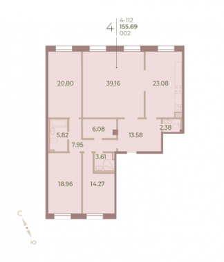 4-комнатная квартира, 155.5 м²; этаж: 1 - купить в Санкт-Петербурге