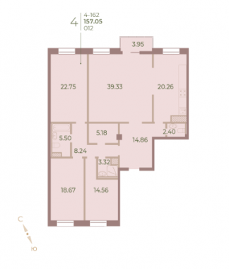 4-комнатная квартира  №12 в Neva Haus: 157.3 м², этаж 6 - купить в Санкт-Петербурге