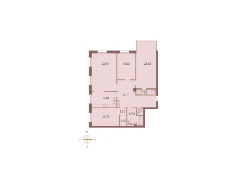 4-комнатная квартира  №143 в Neva Haus: 146.2 м², этаж 4 - купить в Санкт-Петербурге