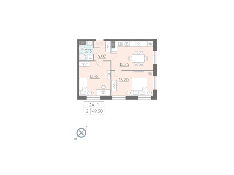 2-комнатная квартира, 49.5 м²; этаж: 12 - купить в Санкт-Петербурге