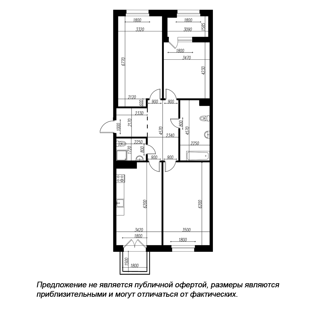 3-комнатная квартира  №256 в Петровская доминанта: 111.5 м², этаж 8 - купить в Санкт-Петербурге