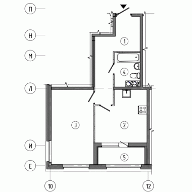 1-комнатная квартира  №62 в Domino: 48.4 м², этаж 1 - купить в Санкт-Петербурге