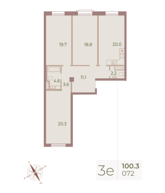 2-комнатная квартира  №76 в Neva Haus: 71.9 м², этаж 7 - купить в Санкт-Петербурге