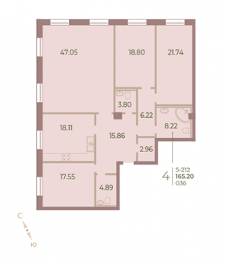 4-комнатная квартира, 165.7 м²; этаж: 1 - купить в Санкт-Петербурге