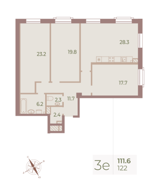 3-комнатная квартира  №122 в Большой, 67: 112.5 м², этаж 6 - купить в Санкт-Петербурге