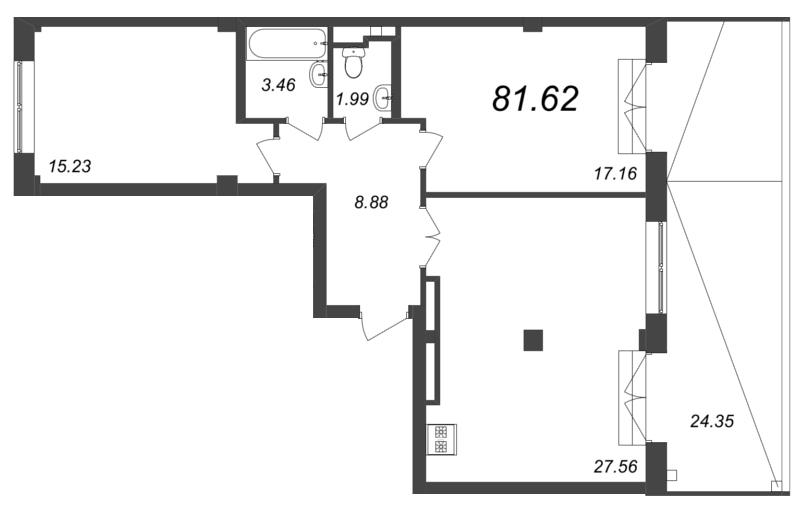 2-комнатная квартира, 81.62 м²; этаж: 7 - купить в Санкт-Петербурге