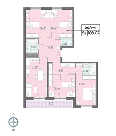 4-комнатная квартира  №139 в Морская набережная.SeaView I очередь: 107.8 м², этаж 14 - купить в Санкт-Петербурге