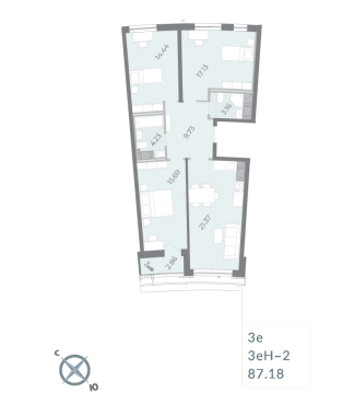 2-комнатная квартира  №40 в Морская набережная.SeaView II очередь: 87.18 м², этаж 15 - купить в Санкт-Петербурге