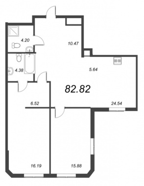 2-комнатная квартира  №30 в AMO: 90.05 м², этаж 2 - купить в Санкт-Петербурге