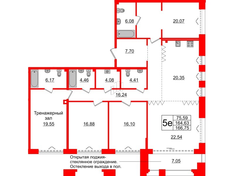 4-комнатная квартира  №319 в Черная речка, 41: 164.63 м², этаж 2 - купить в Санкт-Петербурге
