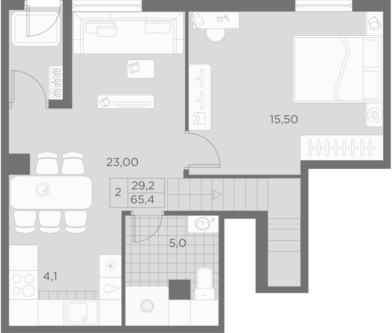 2-комнатная квартира  №70А в Маленькая Франция: 63 м², этаж 1 - купить в Санкт-Петербурге