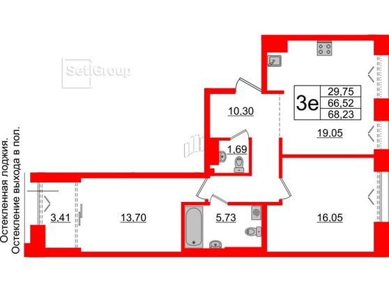 2-комнатная квартира  №518 в Imperial club: 66.52 м², этаж 6 - купить в Санкт-Петербурге