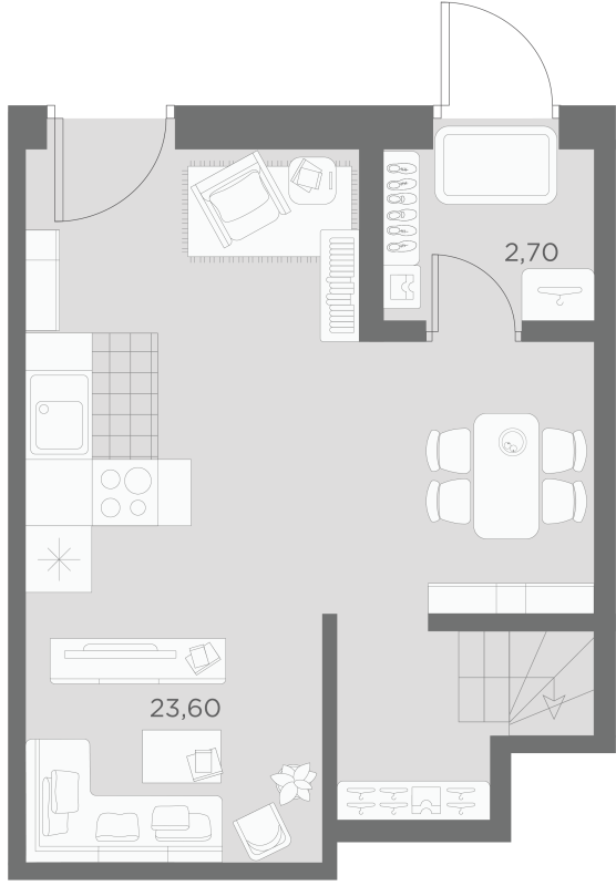 2-комнатная квартира  №123Б в Маленькая Франция: 89.8 м², этаж 1 - купить в Санкт-Петербурге