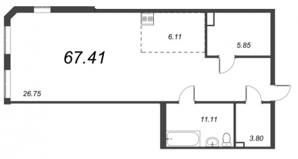 1-комнатная квартира  №50 в AMO: 73.63 м², этаж 1 - купить в Санкт-Петербурге