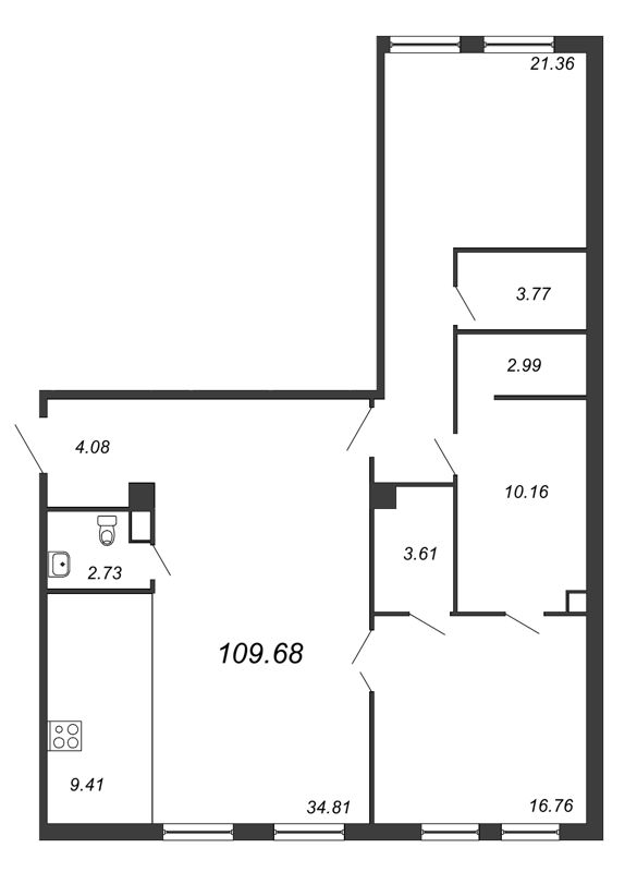 2-комнатная квартира  №87 в Маленькая Франция: 73.4 м², этаж 6 - купить в Санкт-Петербурге