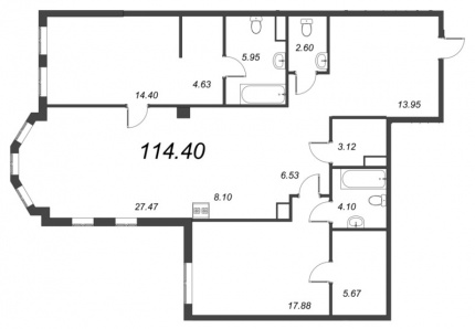 2-комнатная квартира, 117.12 м²; этаж: 2 - купить в Санкт-Петербурге