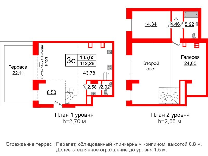 1-комнатная квартира  №2 в Черная речка, 41: 105.65 м², этаж 1 - купить в Санкт-Петербурге
