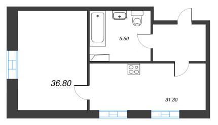 1-комнатная квартира  №927 в VIDI: 36.7 м², этаж 9 - купить в Санкт-Петербурге