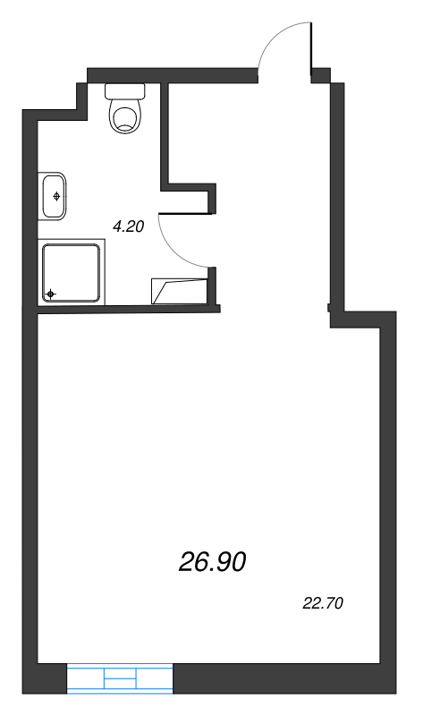 1-комнатная квартира  №919 в VIDI: 26.9 м², этаж 9 - купить в Санкт-Петербурге