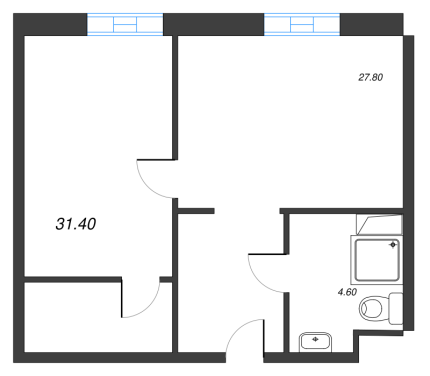1-комнатная квартира  №947 в VIDI: 33.1 м², этаж 9 - купить в Санкт-Петербурге