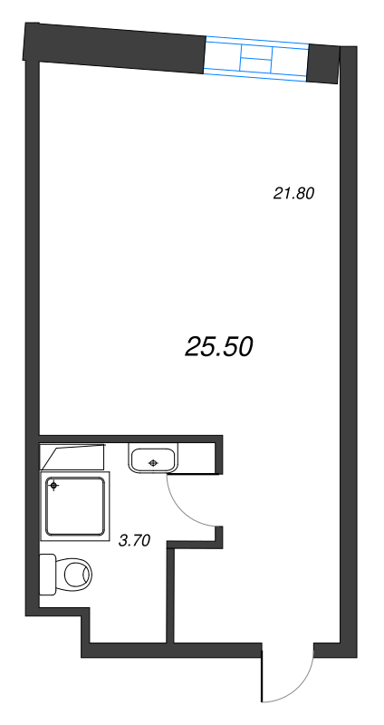 1-комнатная квартира  №1040 в VIDI: 25.6 м², этаж 10 - купить в Санкт-Петербурге