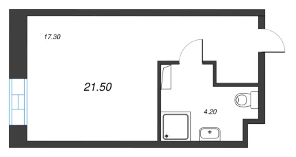 1-комнатная квартира  №932 в VIDI: 21.5 м², этаж 9 - купить в Санкт-Петербурге