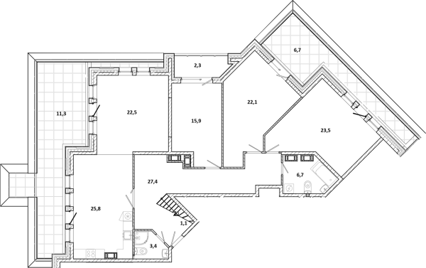 4-комнатная квартира  №36 в White House: 212.4 м², этаж 7 - купить в Санкт-Петербурге