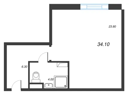 1-комнатная квартира  №757 в VIDI: 34.1 м², этаж 7 - купить в Санкт-Петербурге