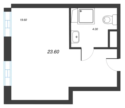 1-комнатная квартира  №950 в VIDI: 23.6 м², этаж 9 - купить в Санкт-Петербурге