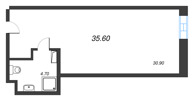 1-комнатная квартира  №913 в VIDI: 35.6 м², этаж 9 - купить в Санкт-Петербурге