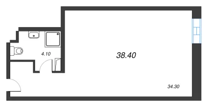 1-комнатная квартира  №316 в VIDI: 38.6 м², этаж 3 - купить в Санкт-Петербурге