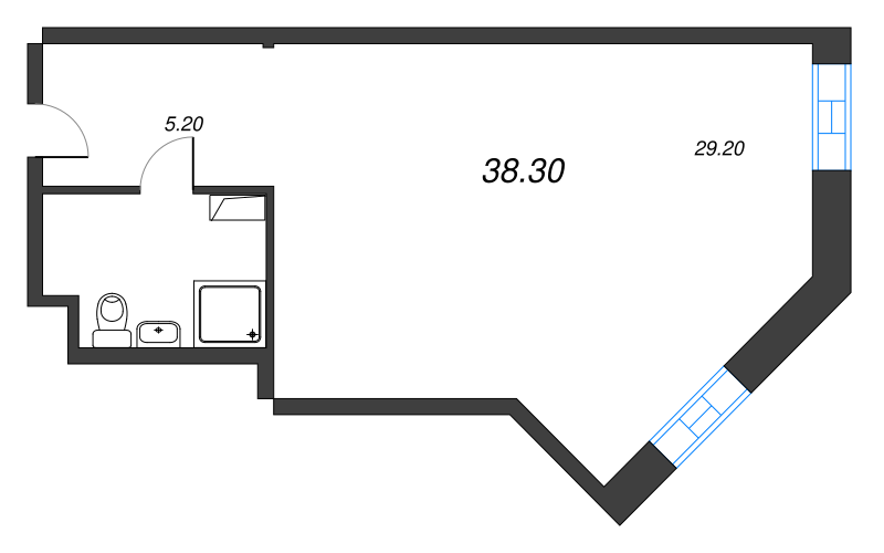 1-комнатная квартира  №917 в VIDI: 38.6 м², этаж 9 - купить в Санкт-Петербурге