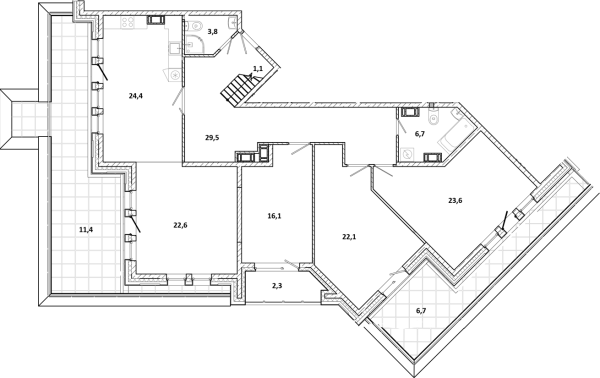 4-комнатная квартира  №38 в White House: 213.4 м², этаж 7 - купить в Санкт-Петербурге