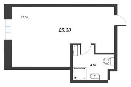 1-комнатная квартира  №935 в VIDI: 25.6 м², этаж 9 - купить в Санкт-Петербурге